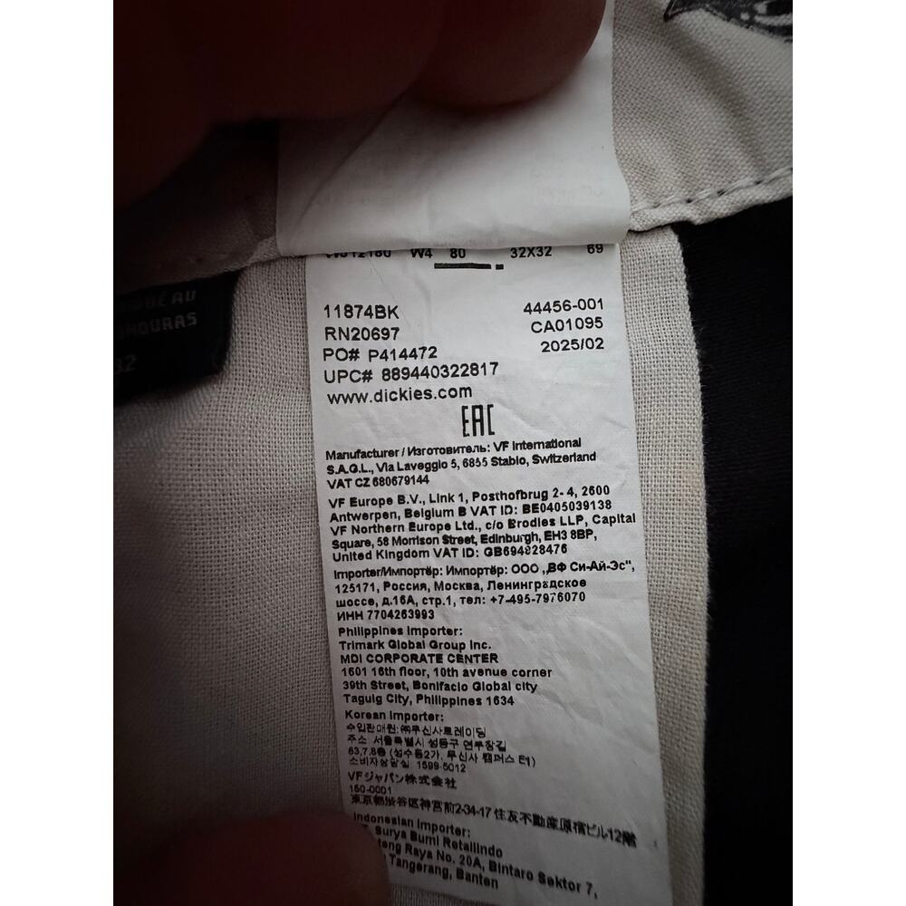 Dickies Flex Work Pants Mens 32x32 Black - Picture 6 of 6
